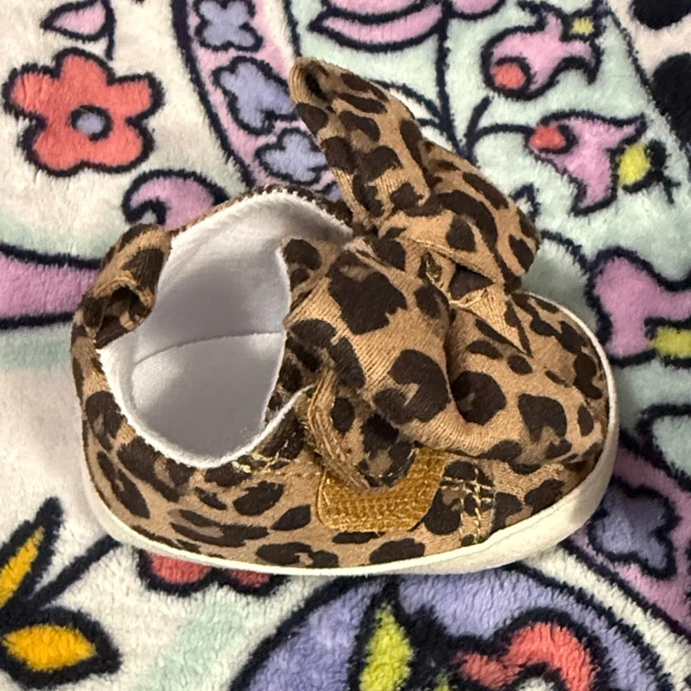Leopard Print Baby Shoes with Bow